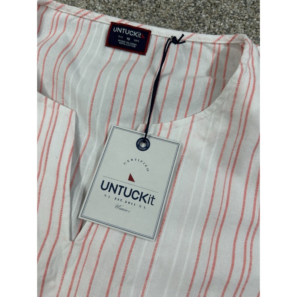 UNTUCKit Durfort Tunic Top Striped 3/4 Sleeve Regular Fit Size 10 NWT #0256